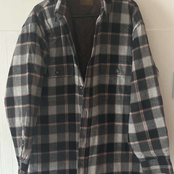 St. John's Bay Men's Checkered Shirt Jacket - Black and Gray - Picture 1 of 3
